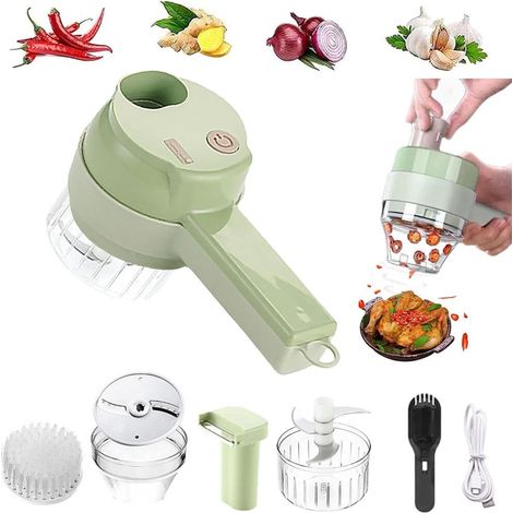 robot – Ensemble coupe-légumes électrique à main 4 en 1 mini broyeur électrique multifonctionnel (1/5)