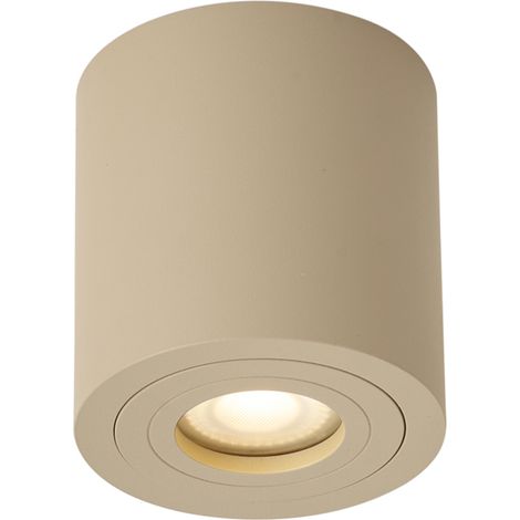 QAZQA Moderne plafondspot taupe GU10 50mm IP44 - Capa (1/5)