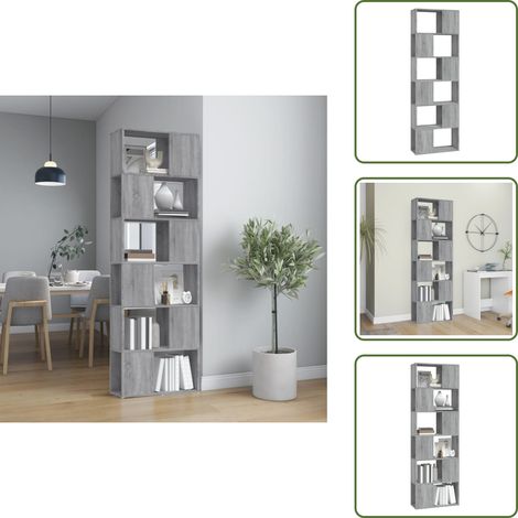 Scaffale per oggetti - vidaXL Libreria/Divisorio Grigio Sonoma 60x24x186 cm - Libreria con superficie liscia