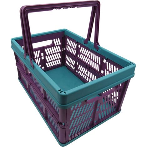 Small Strong Multipurpose Folding Plastic Shopping Basket - 30 X 20CM Collapsible Storage Crates (1/5)