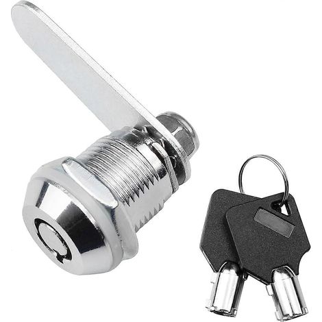 Serrure de sécurité en alliage de 20 mm pour porte de placard, boîte aux lettres, tiroir, armoire, avec 2 clés (argenté) (1/4)