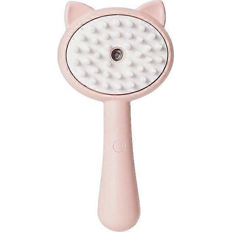 Brosse vapeur pour chat, brosse vapeur 2 en 1 pour chat, brosse de nettoyage Steam Genie pour chat, brosse vapeur rose pour chat (1/5)
