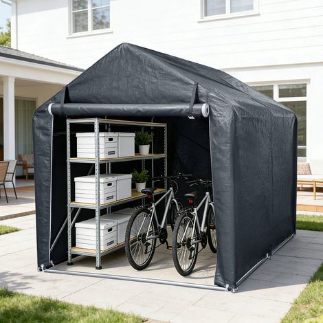 TolleTour Tenda Coprimoto e Bici XL 218x157x166 cm, Senza Pavimento, PE Anti-UV, Grigio