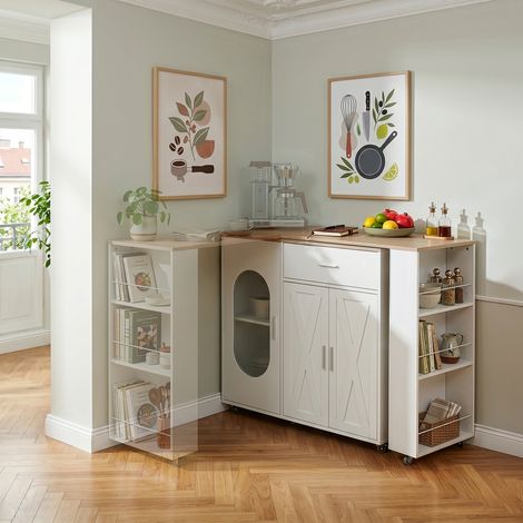 Table de bar extensible Kudebola 115 x 40 x 94 cm effet chêne / blanc [en.casa] (1/5)