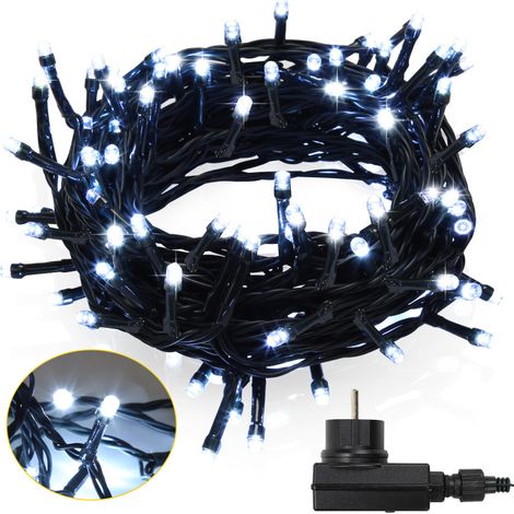 Jiubiaz Catena luminosa 20m 200LED 8 modalità luci per festa Natale matrimonio decorazione, bianco freddo (1/5)