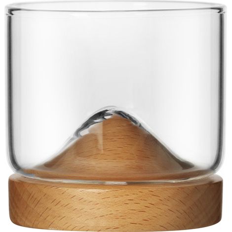 Verre À Whisky - Verre En Verre Borosilicaté Sans Plomb - Base En Bois Massif - Pour Whisky Café Thé - Lot De 1 (1/5)