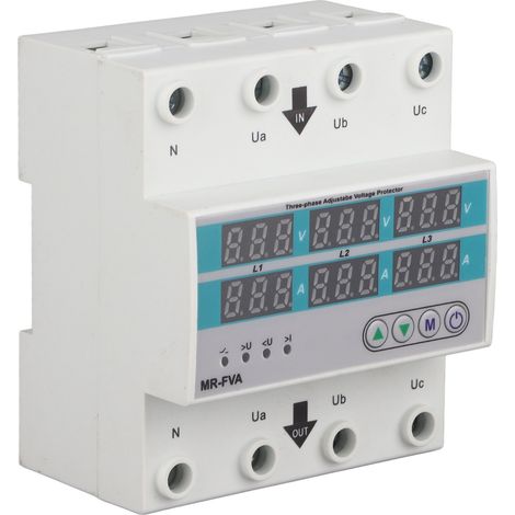 Protecteur de tension réglable triphasé 220V, dispositif de protection contre les surtensions et sous-tensions 100A à réarmement automatique pour usage domestique. (1/5)