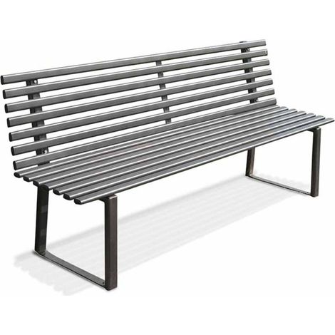 ANDRYS – Panchina da Esterno Design Moderno, con Viterie e Tappi in Pvc Neri, in Acciaio Zincato a Freddo con Verniciatura in Polvere, Colore Nero, 190 x 82 x 50 cm - Dimensioni: L 150 cm - P 35 kg -