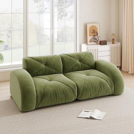 Canapé sans structure, canapé modulable 2 places, mousse haute densité 32D, idéal pour le salon, revêtement en chenille confortable et antidérapant, livré monté, écologique (1/5)