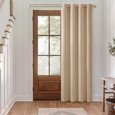 Thermal Blackout Curtain for Living Room with Eyelets 140 x 245 cm Beige Thermal blackout fabric for living room and bedroom, helps reduce light, heat and cold. (1/5)