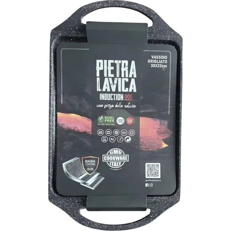 Vassoio grigliado de piedra lavica 36 x 22 cm para inducción