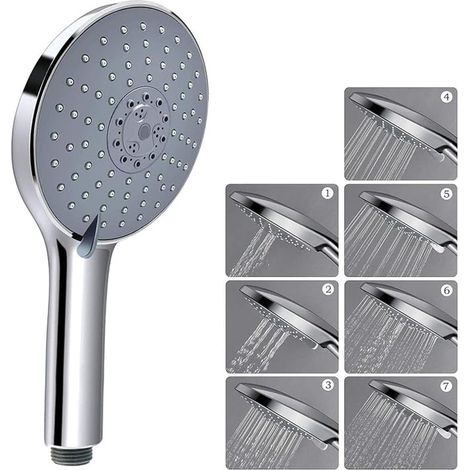 6 Inch Shower Head Large Panel, 7 Spray Modes Universal Massage Shower Head, ABS (1/5)
