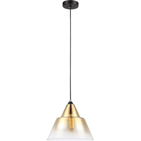 Suspension Italux Parma verre ambré noir Ø30cm E27 indus (1/2)