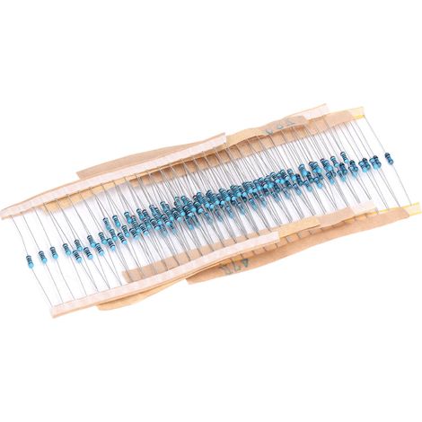 Lot de 600 resistances metal film 1/4W a 5 bandes couleur 1% precision 10Ω-1MΩ assortment valeurs (1/5)