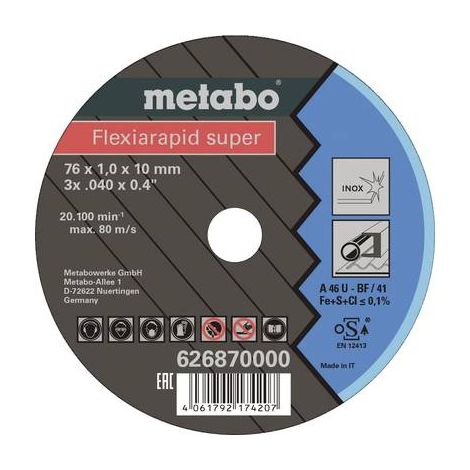 Metabo Flexiarapid Super 626870000 Disque à tronçonner 76 mm 5 pc(s) acier inoxydable (1/4)