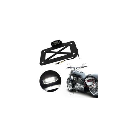 Bardusch-Support Plaque Moto, d'immatriculation pour Moto, Support déporté pour feu arrière LED à Montage latéral pour Motos, vélos de Sport, croiseurs, etc.