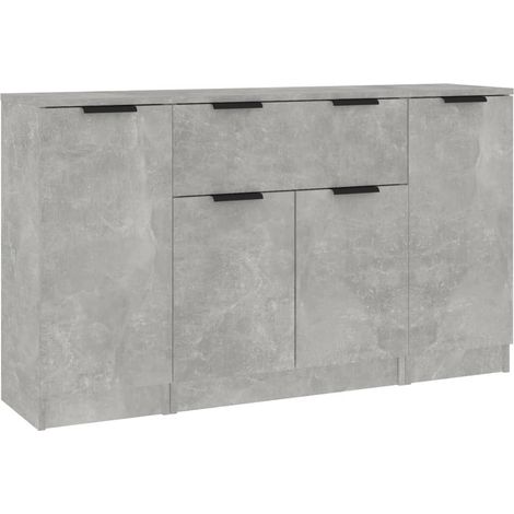 Maison Exclusive - Aparadores 3 piezas madera contrachapada gris (1/5)