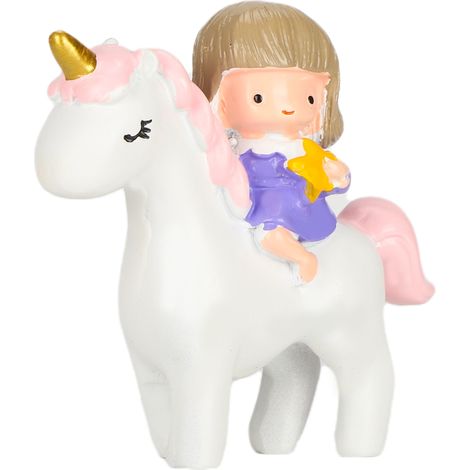 Figurines magiques de sculptures animales, adorable petite fille, décoration en résine pour cadeaux d'anniversaire et de Noël, vêtements violets