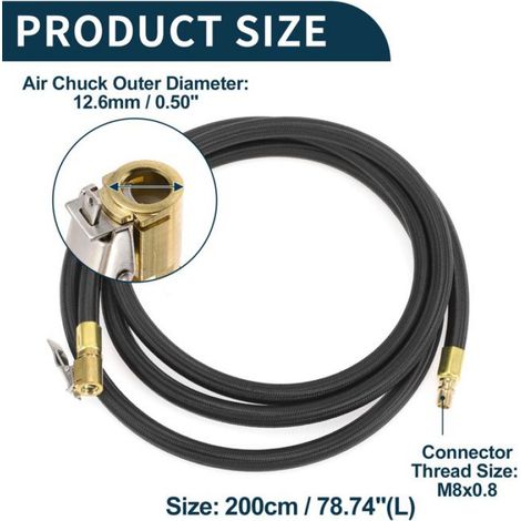 1 Ensemble Tuyau gonflage,Adaptateur Valve pneu,M8x0.8,Nylon Métal,Vélo Moto Voiture (1/5)