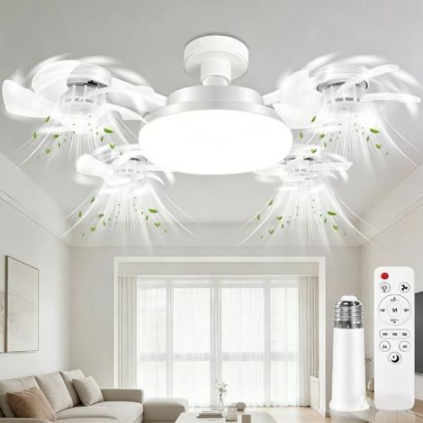 Ventilateur Plafond avec Lumiere Pliable, 50CM Ampoule Ventilateur Plafond Silencieux avec Telecommande, Lustre Ventilateurs de Plafond pour Chambre, 3 Vitesses & 3 Températures de Couleur (1/5)