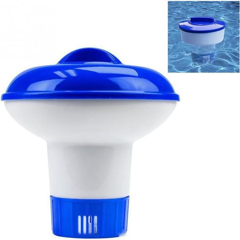 Distributeur Chlore Flottant - 1 Unité - Plastique ABS - Débit Réglable - Pour Petite Piscine - 12,5x13,2cm (1/5)