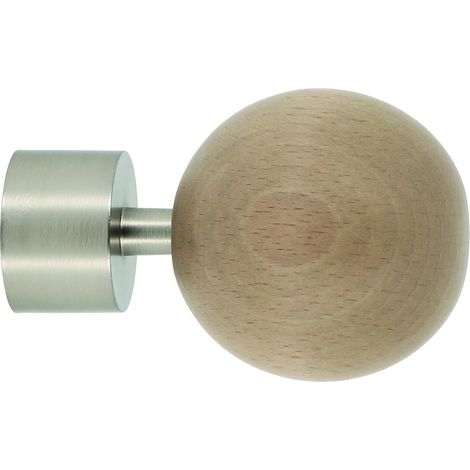 Terminale per asta per tende SPHERE, diametro 28 mm, legno di rovere chiaro, design Archi. MOBOIS