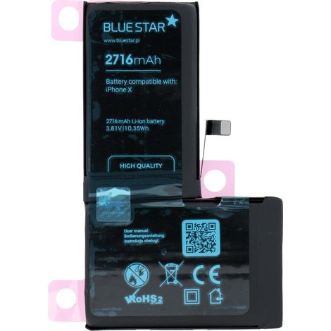 Bluestar Akku Ersatz kompatibel mit iPhone X 2716mAh Li-lon Austausch Batterie Accu APN:616-00351 (1/3)