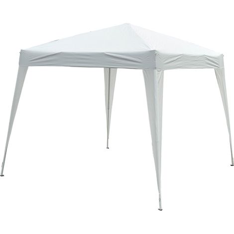 easycomfort gazebo pieghevole da giardino 2.4x2.4m con struttura in acciaio e corde antivento, bianco (1/5)