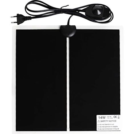 Tapis chauffant pour terrarium, 28X28CM Tapis chauffant (25-35w, 220V-240V) Tapis chauffant terrarium, Tapis chauffant pour reptile, température réglable (0-35 degrés) Fiche européenne (1/5)