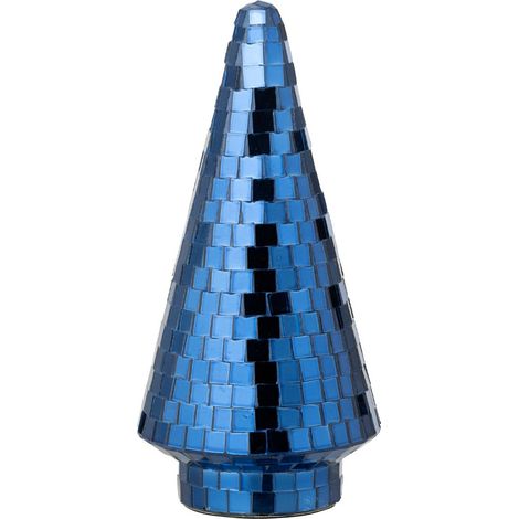 Arbre Disco en Verre "Miroir" 23cm Bleu
