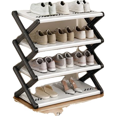 Contenitore per scarpe, design pieghevole, struttura a X resistente, verde chiaro (1/2)