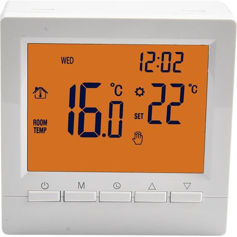 Thermostat intelligent programmable, thermostat mural, chaudière à gaz, régulateur de température de chauffage avec grand écran LCD, sans WiFi (1/5)