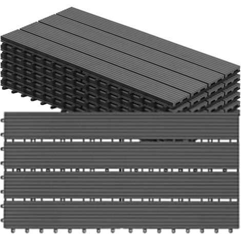 WOLTU Piastrelle da Giardino Incastrabili Set da 6 Mattonelle per Esterno 30x60 Grigio (1/5)