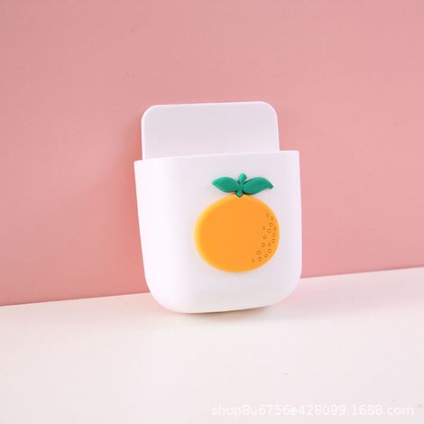 Niedliche Wandaufbewahrungsbox für Handys – Wohnaccessoires, weiß-oranges Muster (1/2)