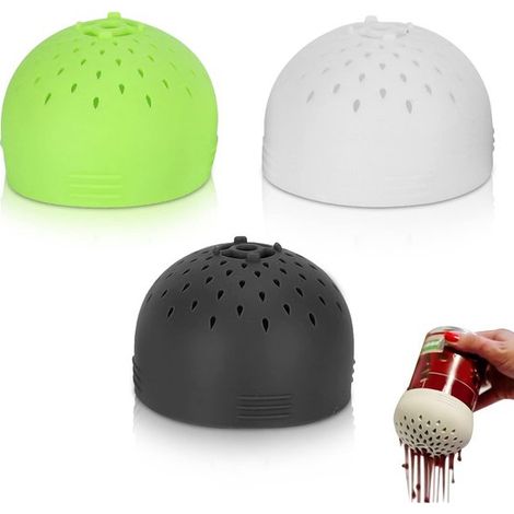 Colador de 3 piezas, mini colador, rejilla de drenaje portátil de silicona, tapa de drenaje, drenaje rápido y almacenamiento de alimentos (1/5)
