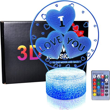 3D-LED-Nachttischlampe „Ich liebe dich“ mit 16 Farben und Touch-Fernbedienung – Valentinstagsgeschenk für sie