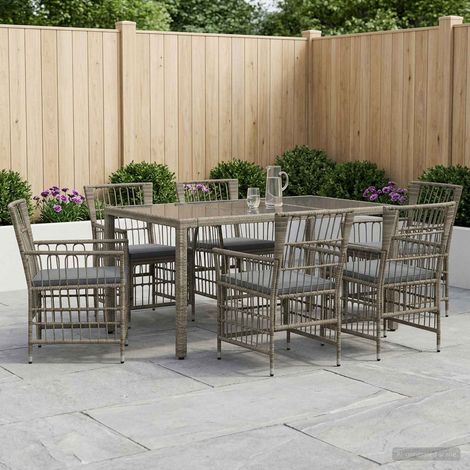 vidaXL Juego de comedor para exteriores 7 uds. Gris ratán sintético (1/5)