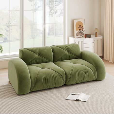 Canapé 2 places modulaire sans cadre, chenille vert, 204 x 95 x 76 cm, sans montage DESVIAE (1/5)