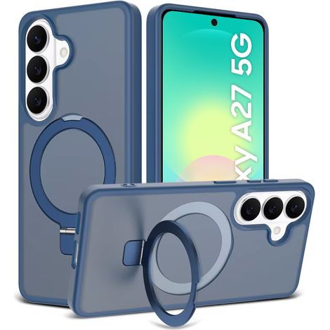 Custodia fumé per Samsung Galaxy A27 5G, custodia opaca con supporto, per MagSafe, cornice blu (1/5)