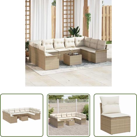 Poly-Rattan - Gartensofa-set mit Speicher 10 pcs Braun Poly-Rattan (1/5)