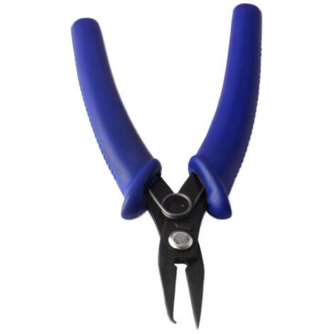 Pince multifonctionnelle pour bijoux de bricolage à poignée bleue, à double anneau et à poignée en caoutchouc. (1/4)