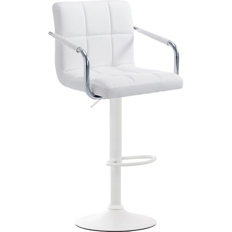 Sgabello da bar poggiapiedi in materiale sintetico bianco gambe a tromba in metallo bianco opaco TDB10529