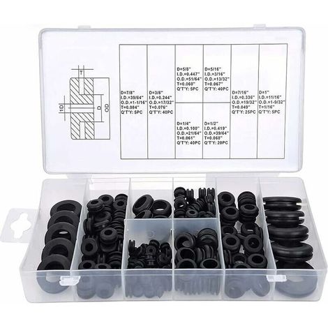 180 Pièces Kit D'assortiment D'œillets En Caoutchouc Kit De Joint De Fil Électrique Ouvert 8 Tailles Kit D'assortiment D'anneau De Joint De Conducteur Électrique Pour Pompe De Prise De Fil De Câble