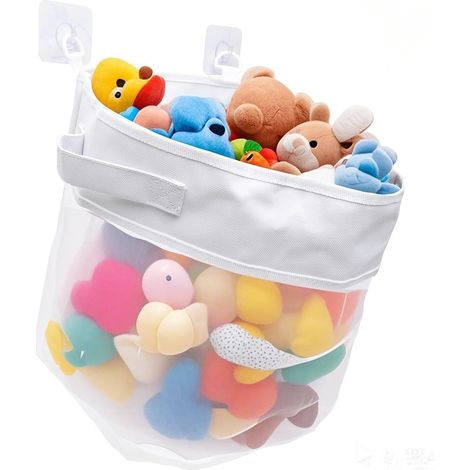 Filet de rangement pour jouets de bain pour enfants, filet résistant à la moisissure, perméable à l'eau et respirant, sac de rangement pour jouets de différentes catégories (1/5)