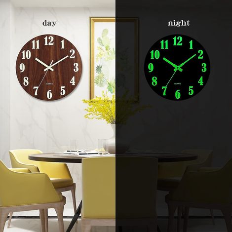 Horloge murale lumineuse silencieuse de 30 cm (12 pouces), horloge lumineuse moderne à piles, horloge à quartz pour cuisine (1/5)