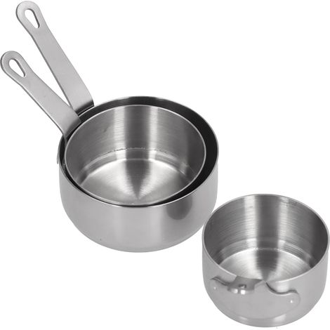 Ensemble de 3 coupelles à sauce en acier inoxydable avec poignée, idéal pour les condiments, le ketchup et les amuse-gueules. (1/5)