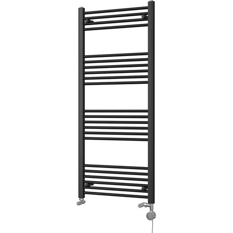 Zennor - Black Dual Fuel Towel Rail H1400mm x W600mm Thermostatic - Straight (1/3)