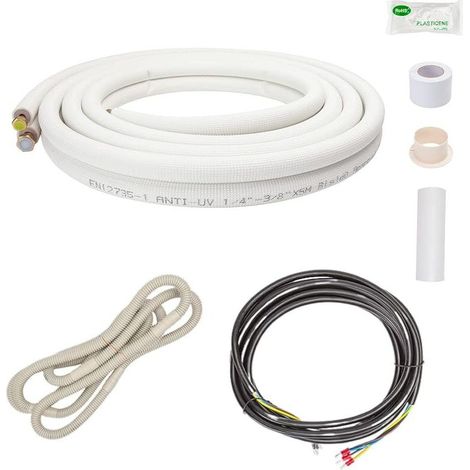 Tubería de cobre para aire acondicionado de 1/4 y 3/8, pieza de aire acondicionado split de 5 m con carrete aislante, tuberías para sistemas de climatización o kits completos.