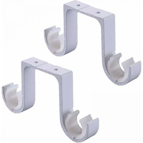 staffe da soffitto, staffe bianche, staffe doppie per asta per tende, staffe in alluminio per asta per tende (1/5)