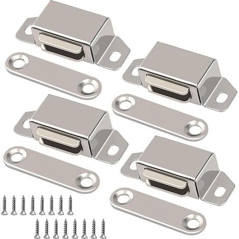 Lot de 4 Loqueteau magnétique avec clous, aimants pour portes d'armoire, fermeture magnétique, porte d'armoire, aimant puissant pour porte d'armoire, aimant de porte, aimant de porte de balcon (1/5)
